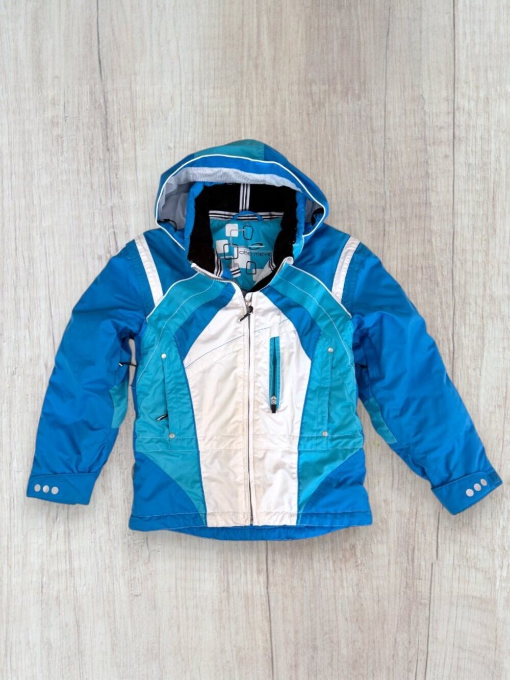 Obermeyer Lauren Ski Jacket Girls 10 Blue Hooded Insulated Snow Winter Coat